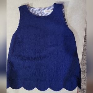 Seersucker Scallop Shell Top Blouse Size 12